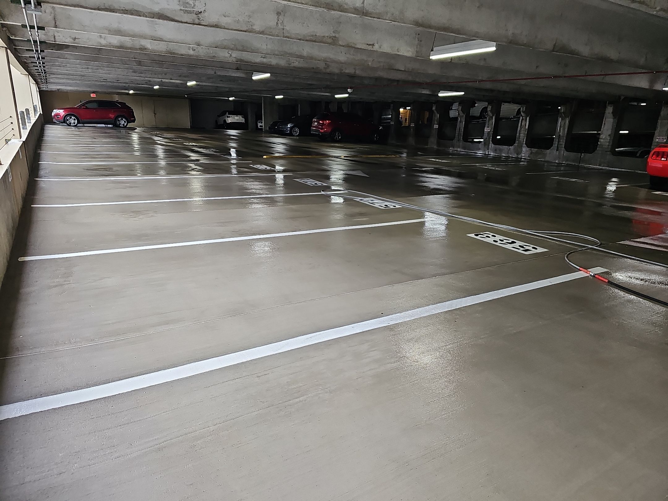 commercial pressure washing of parking garage ramp